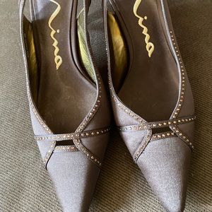 Satin Bedazzled Pumps (by Nina Shoes)